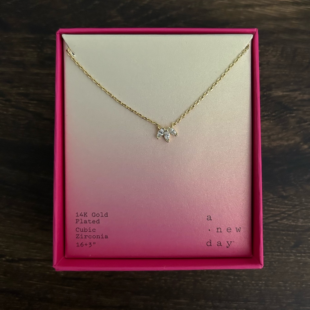 A New Day Dainty Gold Plated Necklace With Cubic Zirconia - Nwt